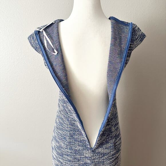 Jasambac Shimmer Tweed Bodycon Midi Dress Wrap Split Hem women’s Size Small - Picture 7 of 14